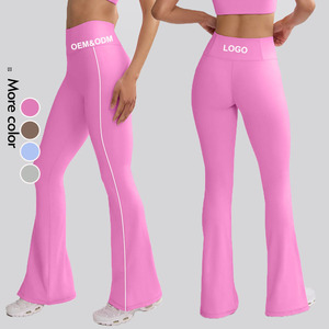 Nueva llegada <span class=keywords><strong>de</strong></span> cintura alta logotipo personalizado <span class=keywords><strong>entrenamiento</strong></span> gimnasio pantalones <span class=keywords><strong>de</strong></span> pierna ancha acampanado Fitness Yoga Leggings <span class=keywords><strong>para</strong></span> <span class=keywords><strong>mujeres</strong></span> - Product Image 1