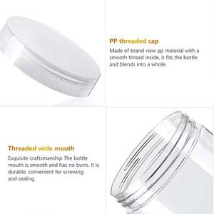 Vente en gros de pots transparents en PET de qualité cosmétique à large ouverture avec bouchon à vis pour le stockage de cosmétiques, 50g, 50ml, 150ml, 200ml, 2oz, 4oz, 8oz, 16oz, personnalisables - Product Image 5