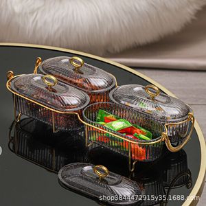 Oval Compartmentalized Fruit Platter With Lid And Handle For Living Room <b>Storage</b> <b>Trays</b> 2-3 Sections Food Serving Dish - Product Image 4