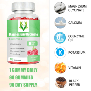 Private Label OEM/ODM Magnesium Glycinate Gummies Raspberry 0 Sugar Pres Improves Sleep Quality with Vitamin D - Product Image 3