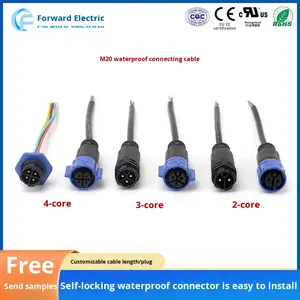 Разъем M20 (штекер/гнездо) для быстрого подключения, водонепроницаемый IP68, медный, 600В, 2-жильный, мини-кабель, корпус из ПВХ, для электриков - Product Image 2