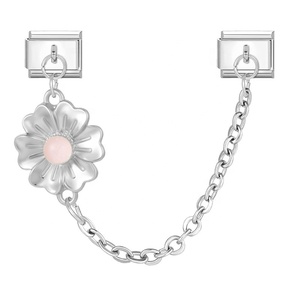 Pulsera de dijes italianos de moda DIY, doble módulo con colgante de cadena, pulsera de dijes italianos de acero inoxidable - Product Image 6
