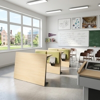 Chaise d'université en bois au design moderne avec tablette d'écriture, bureau scolaire avec coussin, 3 tiroirs, ensembles scolaires ignifuges