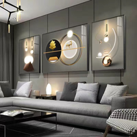 Peinture murale abstraite de luxe moderne, ensemble de 3 tableaux en porcelaine cristalline, vente en gros pour décoration de salon et maison, encadrée