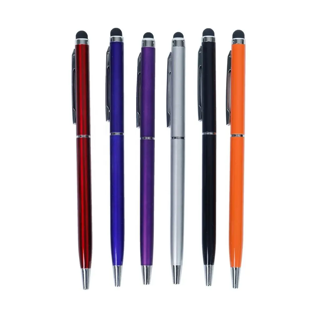 Vente chaude personnalisé torsion 13 cm En Aluminium mince en métal capacitif 2 en 1 portable écran tactile stylet stylo à bille avec logo personnalisé