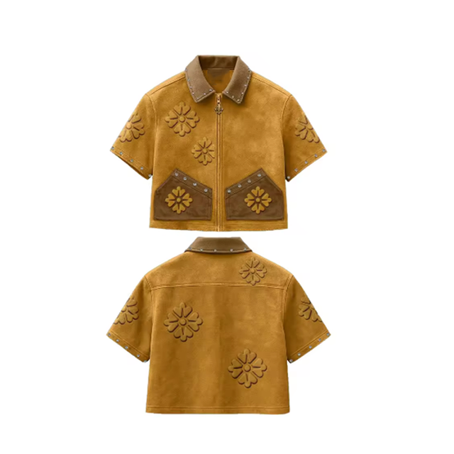 Low MOQ Custom Printing Suede  Plain Short Sleeve Shoulder Vintage Leather Jacket for Men