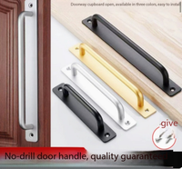 Poignée auto-adhésive en aluminium pour porte coulissante, sans perçage, pour tiroir de meuble, fenêtre, balcon, quincaillerie de mobilier