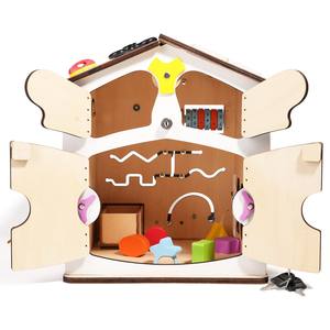 Jouets Montessori <span class=keywords><strong>en</strong></span> bois tableau d'activités éducatives jouet <span class=keywords><strong>de</strong></span> maison occupée pour bébé enfant <span class=keywords><strong>en</strong></span> bas âge nouveau-né anniversaire enfant noël - Product Image 6