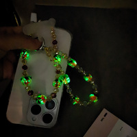 Dragonne de téléphone personnalisée en perles de cristal avec breloque kaki, courte, tendance, pour femme, OEM ODM