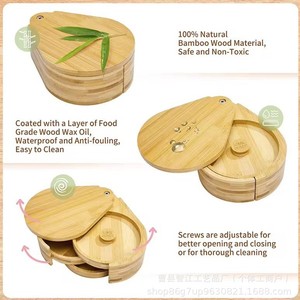 Caja giratoria de bambú de tres niveles para condimentos, portátil, para jugos y cócteles, de madera maciza - Product Image 3