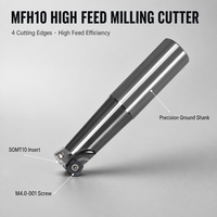 Barre de fraisage à alimentation élevée MFH10 avec plaquettes SOMT10, fraise à face indexable à 14 degrés, porte-outil de fraisage CNC, queue de 25-32 mm, 2T 3T