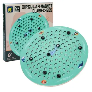 Houten Cirkelvormig Magnetisch Schaakbord Interactief Tafelblad Schaakspel Met Magneetstenen Magnetisch Schaakbord Voor Familiespellen