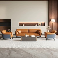 Ensemble de canapés de bureau en cuir de style moderne, grand canapé modulaire pour salle d'attente, de visite, de direction et de réception
