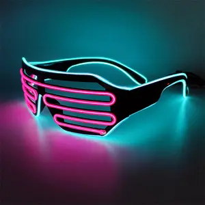 Led glasses light up shutter shaped sunglasses, neon el wire glasses glow in dark rave costume party