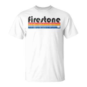 T-shirt Firestone style vintage années 80, design de logo rétro, vêtements décontractés unisexes - Product Image 1