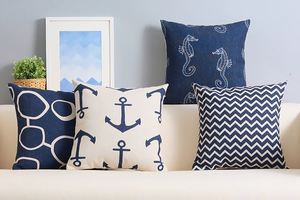 <span class=keywords><strong>Housse</strong></span> <span class=keywords><strong>de</strong></span> <span class=keywords><strong>coussin</strong></span> en <span class=keywords><strong>lin</strong></span> bleu marine et blanc <span class=keywords><strong>de</strong></span> haute qualité pour canapé, décoration intérieure, motif ancre nautique - Product Image 4
