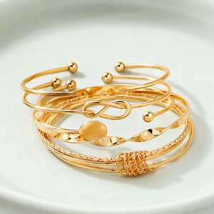Punk Bracelets <b>Set</b> for Women Gold Color <b>Bead</b> Cuban Chain Irregular Bracelet Layered Hand Charm Bracelet <b>Set</b> - Product Image 5
