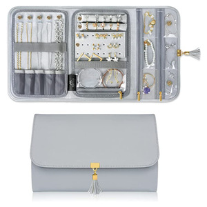 Organisateur de bijoux de voyage pour femmes, sac de rangement pour bijoux en cuir portable, pochette enveloppe, porte-bijoux pour colliers - Product Image 1