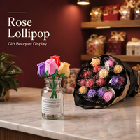 Bouquet de sucettes artisanales en forme de rose de 45g, boîte cadeau de luxe, bonbons durs aromatisés aux fruits mélangés pour la Saint-Valentin