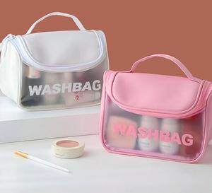 Custom logo Waterproof Ladies Black <b>pink</b> White Frosted Zipper Toiletry Small Travel Wash Toiletries clear <b>Pvc</b> Cosmetic Bag - Product Image 4