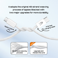 Kabel Data Ponsel Desain Fashion 60W PD Pengisi Daya Cepat Kabel Pengisian Aman untuk iPhone Samsung Kabel Tipe C