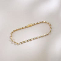 Bracelet tennis élégant et minimaliste en or jaune 18 carats avec diamants de laboratoire, motif goutte d'eau et rondes alternées, pour femme, cadeau quotidien, vente en gros