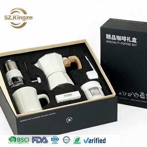 Kingze - Juego de Cafetera Mini Personalizada de 6 Piezas, Kit de Preparación de Café Manual, Cafetera Moka Portátil, Caja de Regalo para Acampar y Hacer Senderismo - Product Image 1