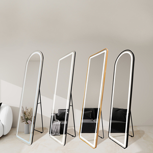 Miroir LED rectangulaire à coins droits, pleine longueur, sur pied ou mural, éclairé, pour le corps entier, vente en gros - Product Image 3