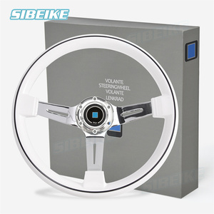 350mm 14inch White Steering Wheel Plated Chrome Frame ABS Steering Wheel Fit Car and Simulation PC <strong>Game</strong> - Product Image 3