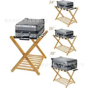 Support de rangement pour bagages en bois, double couche, pliable, sur pied, pour chambre d'hôtel - Product Image 2