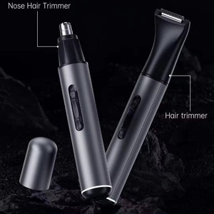 CITICITY Customized Logo Acceptable Rechargeable Stainless Steel <b>Black</b> Multipurpose Ear and Electric Nose Hair <b>Trimmer</b> for Men - Product Image 2