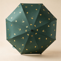 Mini parapluie pliant avec poignée en bambou, 190T Pongee, 8 baleines, revêtement noir, protection anti-UV, cadeau de voyage pour femme