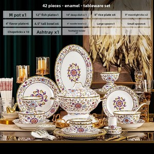 Jingdezhen Good-End White <strong>Porcelain</strong> Enamel Chinese-Style Plant Bowl Chopstick Set Microwave Safe Customizable Home <strong>Gift</strong> Complete - Product Image 5