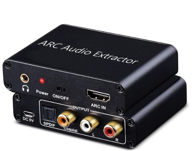 4K HDTV ARC Audio Extractor ARC to SPDIF Coaxial L/R Stereo 3.5mm Jack Audio Adapter Return Channel Converter for HDTV Amplifier
