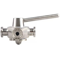 Válvula Manual Sanitaria de 4 Vías con Conexión Tri-Clamp y Rosca, de Acero Inoxidable SS304/SS316L de Grado Alimenticio, con Sello de Silicona y Garantía de 3 Años para Agua/Helado