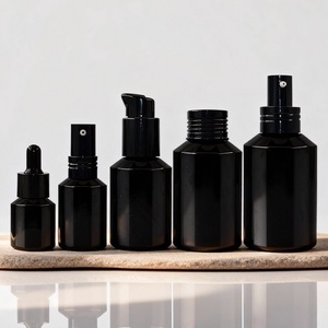 ขวดน้ำมันหอมระเหยสำหรับเครื่องสำอางสีดำขนาด 100 มล. และขวดโหลขนาด 30 มล. 60 มล. 200 มล. ชุดครบพร้อมขวดแก้วแบบหยดพร้อมหัวฉีดและปิเปต - Product Image 1