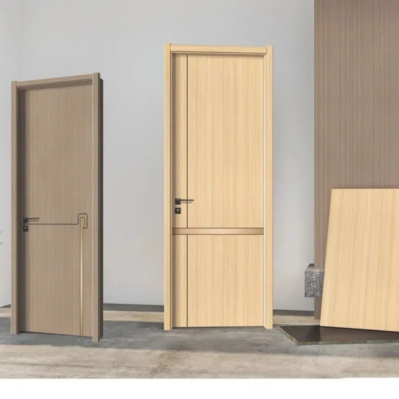 Precio de fábrica Material Revestimiento de PVC WPC Diseño de puerta de madera interior Puertas de madera maciza interior