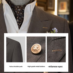 Ensemble de costume d'affaires <span class=keywords><strong>pour</strong></span> <span class=keywords><strong>homme</strong></span> à double boutonnage avec impression de logo personnalisé, veste respirante et imperméable à revers cranté, ensemble 3 pièces - Product Image 3