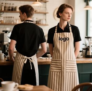 Tablier en polyester de couleur unie avec logo personnalisé avec poche avant Chef Cafe Bbq Tabliers à bavette de nettoyage et de cuisson des aliments Tablier de cuisine - Product Image 3