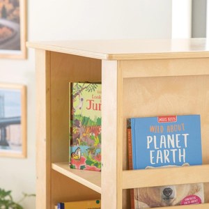 Montessori Wooden Rotating Bookshelf <strong>Round</strong> Bookshelves Library Book Rack For Kid Home Cabinet Bookcase Shelf Library Furniture - Product Image 4