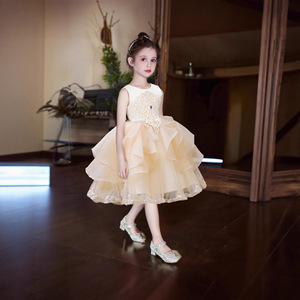Robe de princesse pour enfants, tutu jaune couleur champagne pour spectacle sur scène, robe de soirée d'anniversaire 366 - Product Image 1