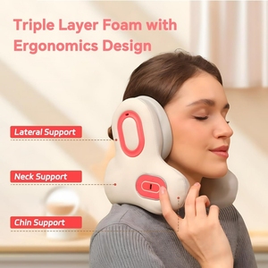 Oreiller de massage cervical portable et rechargeable pour le voyage, en forme de U, avec fonction de traction cervicale, chauffage, lumière rouge et compresse chaude - Product Image 2