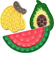 Bestseller Rat-Buster Kids Educatief Siliconen Stressverlichtend Speelgoed Fruit en Groente Duw-en-Pop Speelgoed