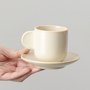 Unique Handle <b>Small</b> Ceramic Coffee <b>Cup</b> and Saucer 100ml Espresso <b>Cup</b> Set - Product Image 6