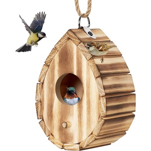 Modern Print Wooden Tree Hole <strong>Birdhouse</strong> Outdoor Nesting Hanging <strong>Small</strong> Bird House Bluebird Pet Furniture High Standard Quality - Product Image 1