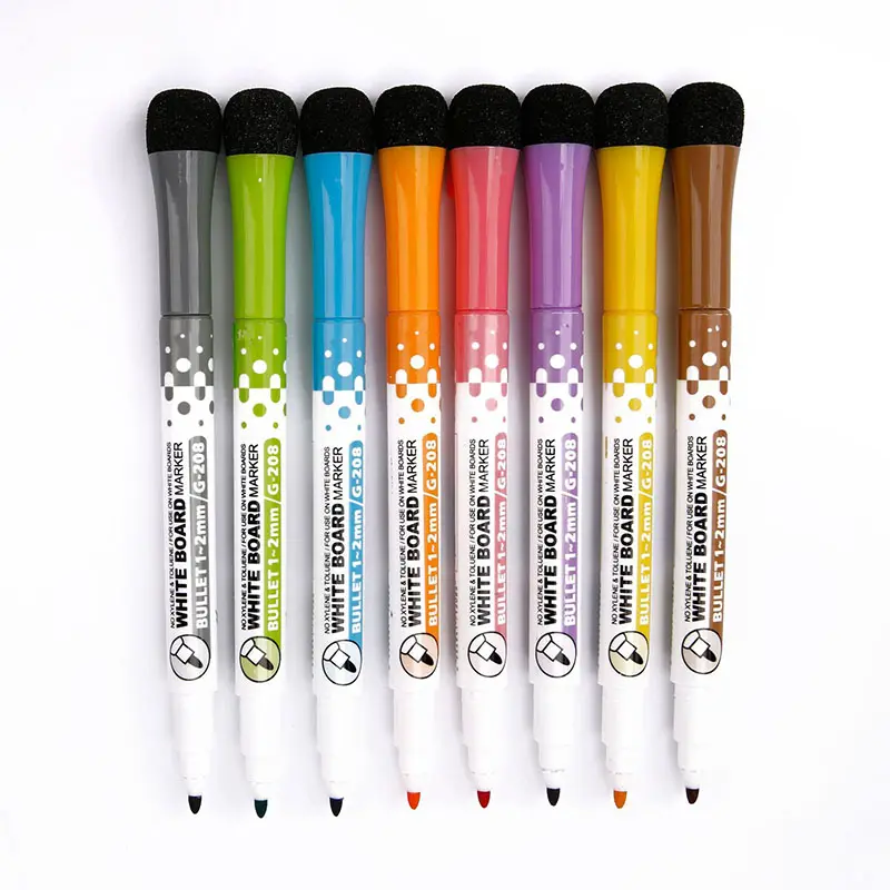 Groothandel Hoge Kwaliteit 8 Kleuren Magnetische White Board Pen Gum Droge Wissen Inkt Whiteboard Marker Pen Set