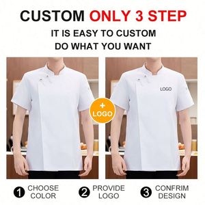 Uniformes de Chef para Restaurante y Hotel, Chaqueta de Manga Corta para Camarero, Ropa de Trabajo para Catering, Venta al Por Mayor de Fábrica, Personalizable - Product Image 3