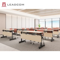 Table de réunion pliable et empilable LEADCOM LS-4-2, mobile, modulaire, pour salle de classe, conférence, séminaire, avec roulettes