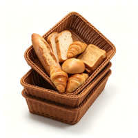 Panier à pain en imitation rotin PP, panier de rangement en plastique tressé pour fruits et légumes, pour boulangerie, supermarché, présentation alimentaire