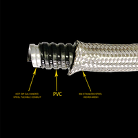 Tuyau flexible ondulé antidéflagrant SS304 en acier inoxydable tressé, revêtement PVC, certifié CE, résistant au feu